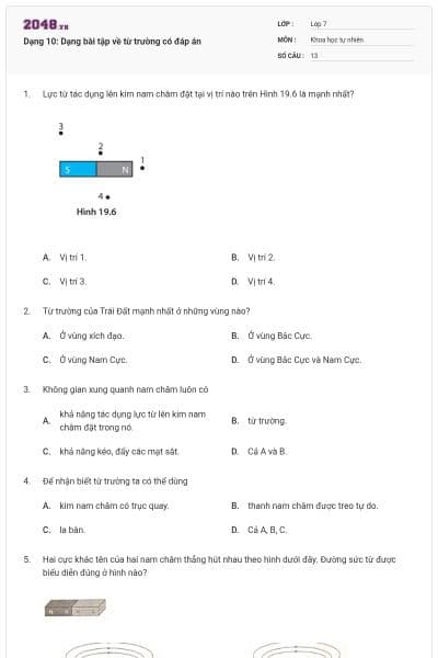 Dạng 10: Dạng bài tập về từ trường có đáp án