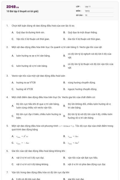 10 Bài tập lí thuyết có lời giải)