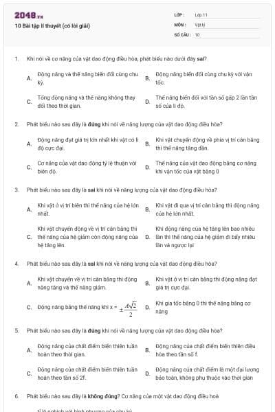 10 Bài tập lí thuyết (có lời giải)