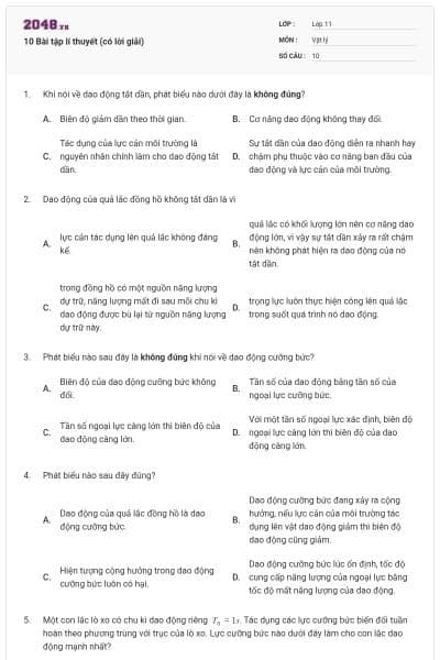 10 Bài tập lí thuyết (có lời giải)