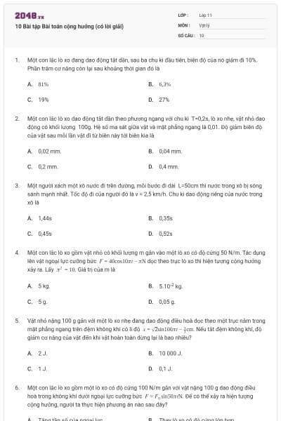 10 Bài tập Bài toán cộng hưởng (có lời giải)