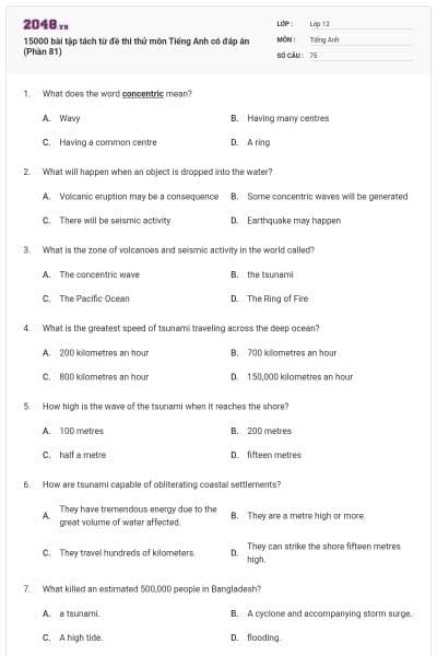 15000 bài tập tách từ đề thi thử môn Tiếng Anh có đáp án (Phần 81)