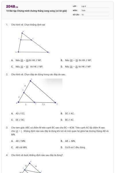 10 Bài tập Chứng minh đường thẳng song song (có lời giải)