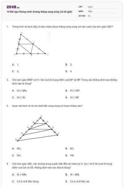 10 Bài tập Chứng minh đường thẳng song song (có lời giải)