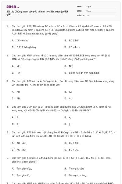 Bài tập Chứng minh các yếu tố hình học liên quan (có lời giải)
