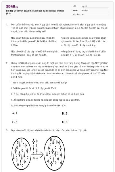Bài tập Di truyền quần thể Sinh học 12 có lời giải chi tiết (P2)