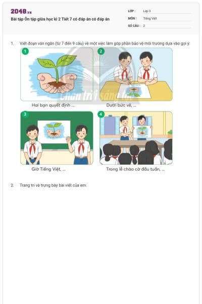 Bài tập Ôn tập giữa học kì 2 Tiết 7 có đáp án có đáp án