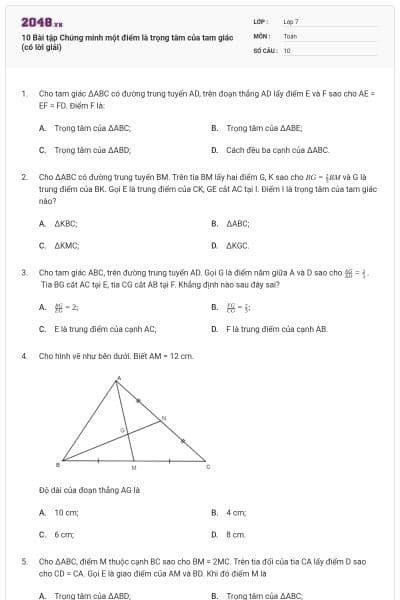 10 Bài tập Chứng minh một điểm là trọng tâm của tam giác (có lời giải)