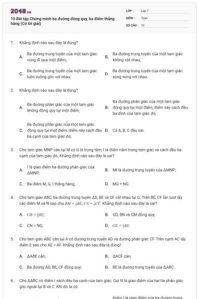 10 Bài tập Chứng minh ba đường đồng quy, ba điểm thẳng hàng (Có lời giải)