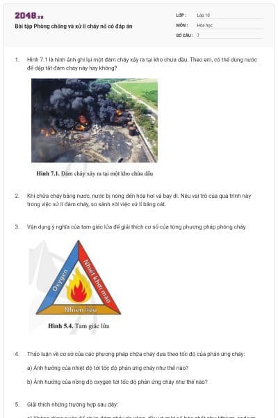 Bài tập Phòng chống và xử lí cháy nổ có đáp án