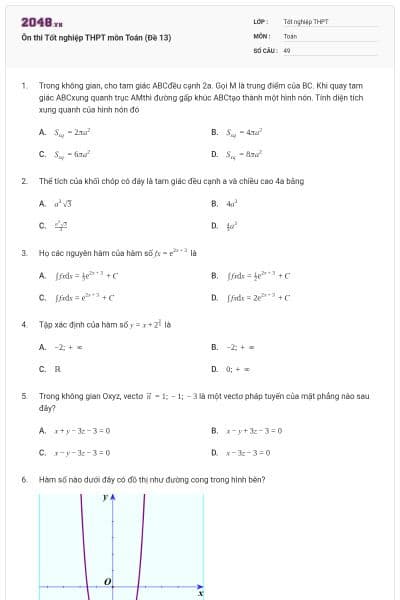 Ôn thi Tốt nghiệp THPT môn Toán (Đề 13)