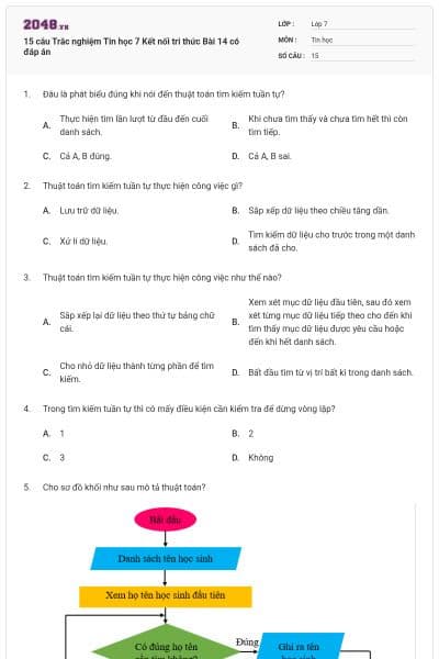 15 câu Trắc nghiệm Tin học 7 Kết nối tri thức Bài 14 có đáp án