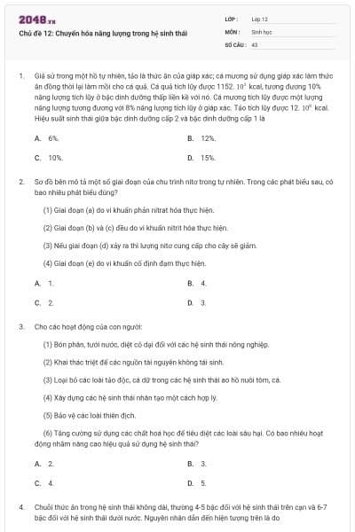 Chủ đề 12: Chuyển hóa năng lượng trong hệ sinh thái