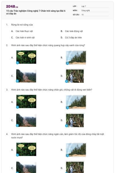 15 câu Trắc nghiệm Công nghệ 7 Chân trời sáng tạo Bài 6 có đáp án