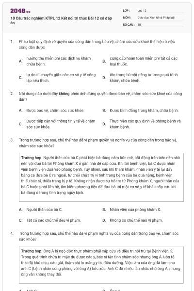 10 Câu trắc nghiệm KTPL 12 Kết nối tri thức Bài 12 có đáp án