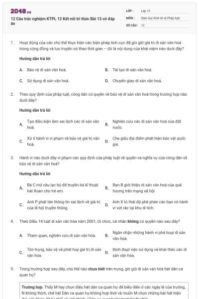 12 Câu trắc nghiệm KTPL 12 Kết nối tri thức Bài 13 có đáp án