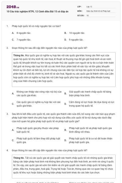 10 Câu trắc nghiệm KTPL 12 Cánh diều Bài 15 có đáp án