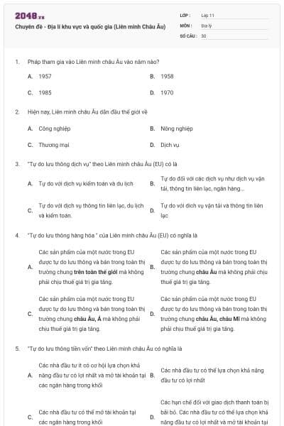 Chuyên đề - Địa lí khu vực và quốc gia (Liên minh Châu Âu)