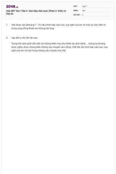 Giải SBT Văn 7 Bài 4. Giai điệu Đất nước (Phần 2: Viết) có đáp án