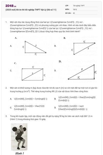 (2025 mới) Đề ôn thi tốt nghiệp THPT Vật Lý (Đề số 11)