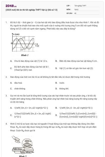 (2025 mới) Đề ôn thi tốt nghiệp THPT Vật Lý (Đề số 13)