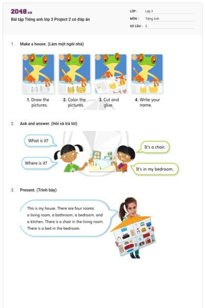 Bài tập Tiếng anh lớp 3 Project 2 có đáp án