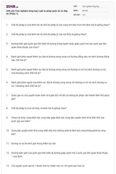 200 câu Trắc nghiệm tổng hợp Luật tư pháp quốc tế có đáp án (Phần 1)