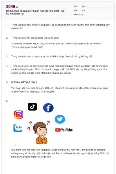 Đề minh họa thi vào lớp 10 môn Ngữ văn năm 2025 - Sở GD Ninh Bình (2)