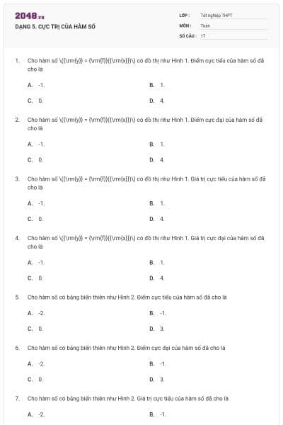 DẠNG 5. CỰC TRỊ CỦA HÀM SỐ