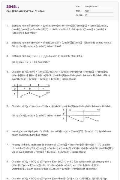 CÂU TRẮC NGHIỆM TRẢ LỜI NGẮN