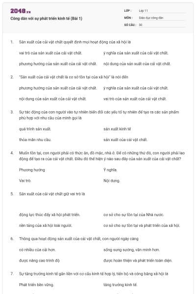 Công dân với sự phát triển kinh tế (Bài 1)