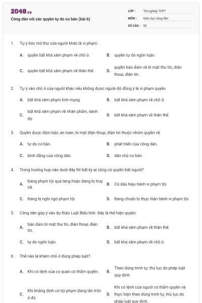 Công dân với các quyền tự do cơ bản (bài 6)