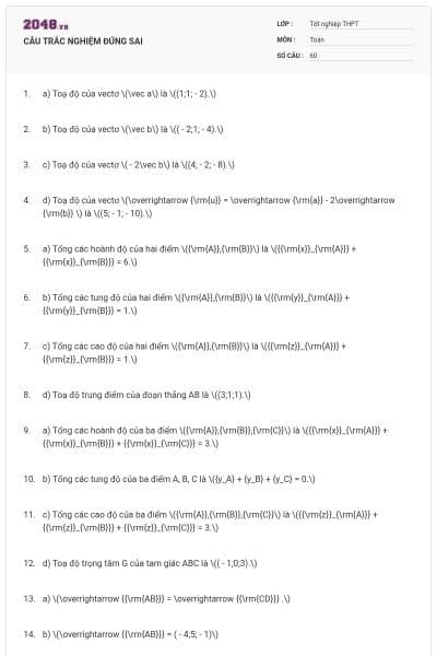 CÂU TRẮC NGHIỆM ĐÚNG SAI