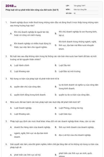 Pháp luật với sự phát triển bền vững của đất nước (bài 9)