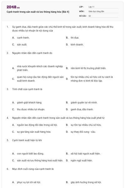 Cạnh tranh trong sản xuất và lưu thông hàng hóa (Bài 4)