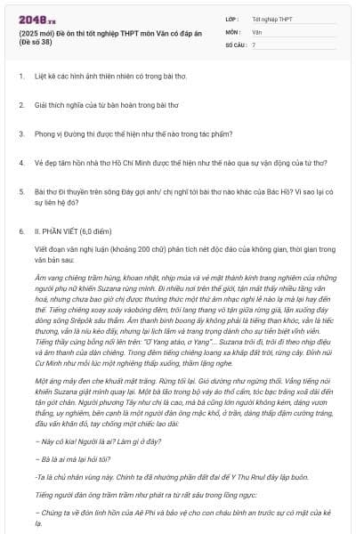 (2025 mới) Đề ôn thi tốt nghiệp THPT môn Văn có đáp án (Đề số 38)