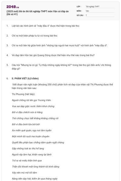 (2025 mới) Đề ôn thi tốt nghiệp THPT môn Văn có đáp án (Đề số 41)