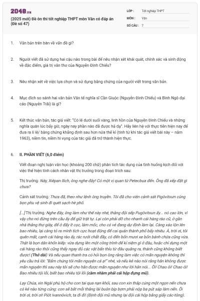 (2025 mới) Đề ôn thi tốt nghiệp THPT môn Văn có đáp án (Đề số 47)