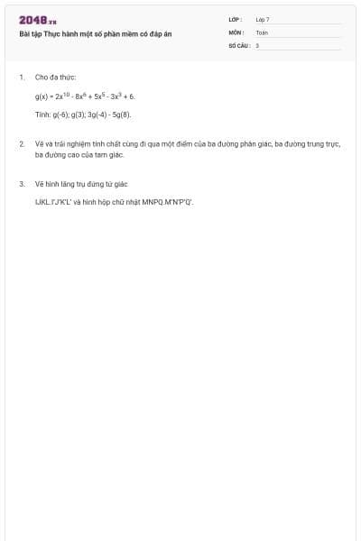 Bài tập Thực hành một số phần mềm có đáp án