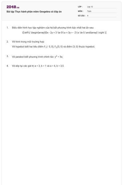 Bài tập Thực hành phần mềm Geogebra có đáp án