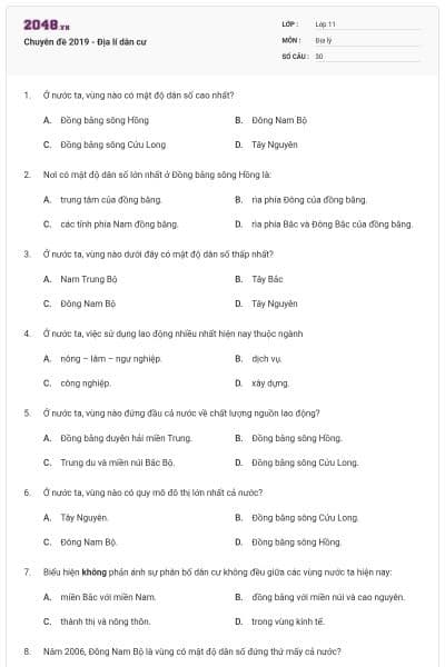 Chuyên đề 2019 - Địa lí dân cư