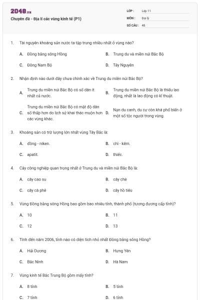 Chuyên đề - Địa lí các vùng kinh tế (P1)