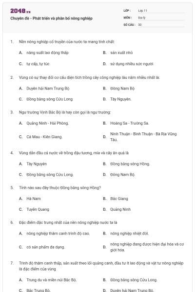 Chuyên đề - Phát triển và phân bố nông nghiệp