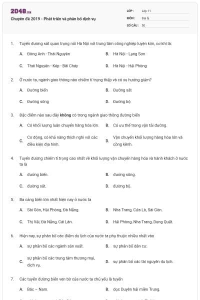 Chuyên đề 2019 - Phát triển và phân bố dịch vụ