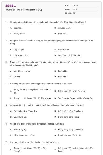 Chuyên đề - Địa lí các vùng kinh tế (P2)