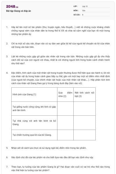 Bài tập Giang có đáp án