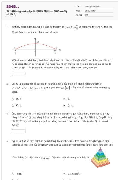 Đề thi Đánh giá năng lực ĐHQG Hà Nội form 2025 có đáp án (Đề 6)