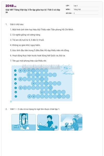 Giải VBT Tiếng Việt lớp 3 Ôn tập giữa học kì I Tiết 3 có đáp án