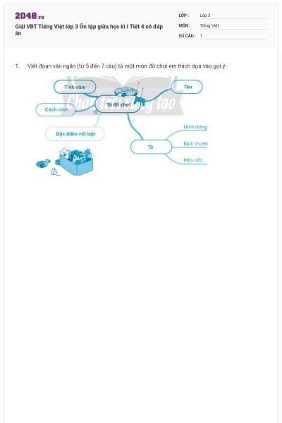 Giải VBT Tiếng Việt lớp 3 Ôn tập giữa học kì I Tiết 4 có đáp án
