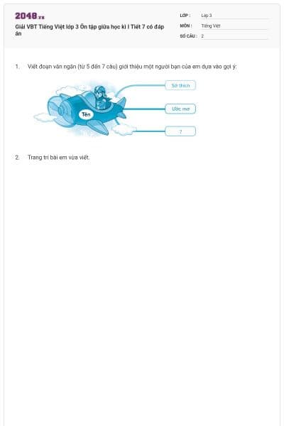 Giải VBT Tiếng Việt lớp 3 Ôn tập giữa học kì I Tiết 7 có đáp án